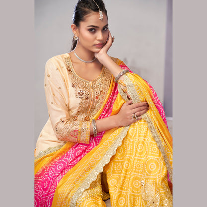 Sunrise Royale Yellow & Ivory Chinon Palazzo Suit