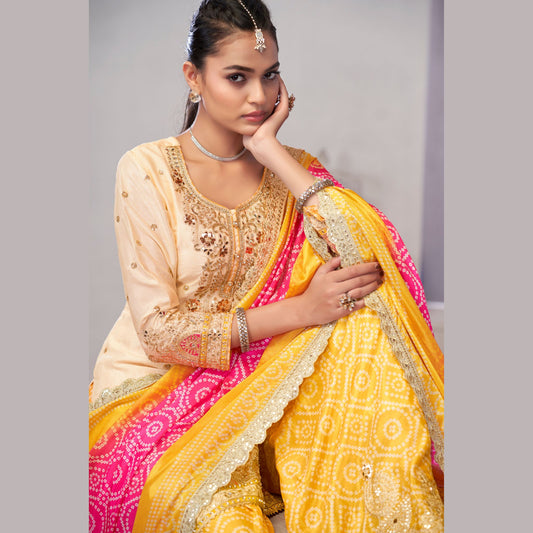 Sunrise Royale Yellow & Ivory Chinon Palazzo Suit