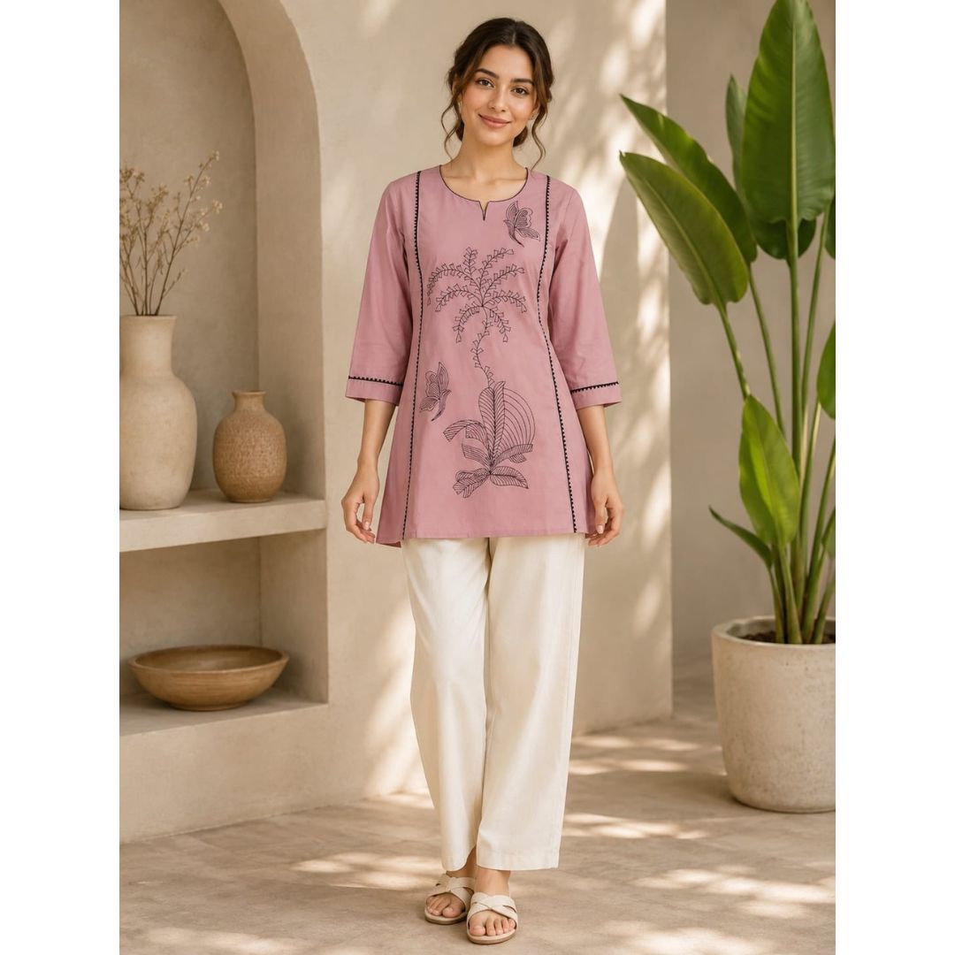 Aangan Dabu Cotton Kurti with Pants