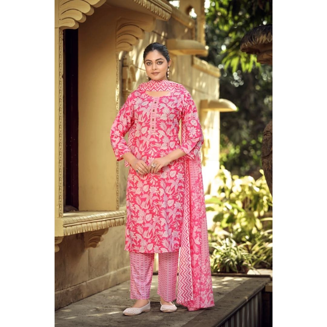 Satrangi Cotton Print Pant Suit Set