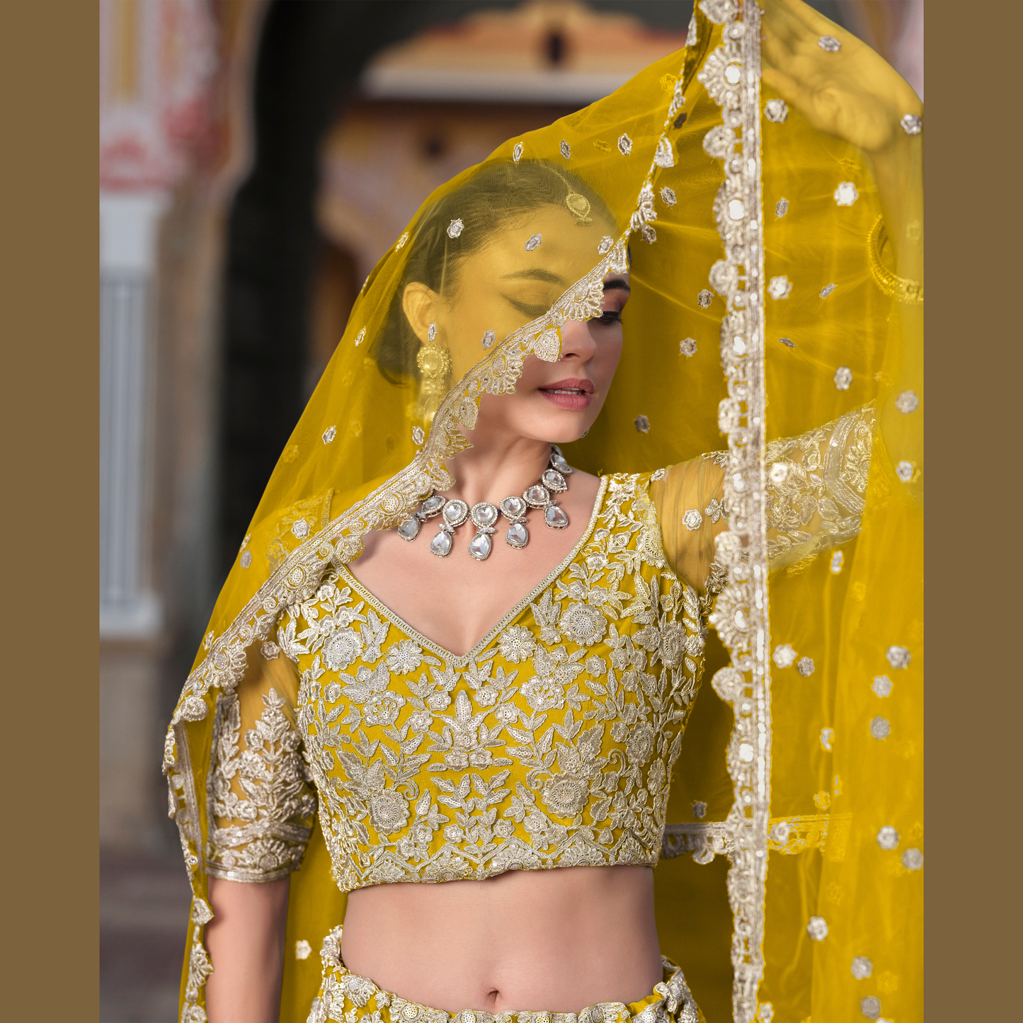 Designer Lahenga Choli Golden Mustard