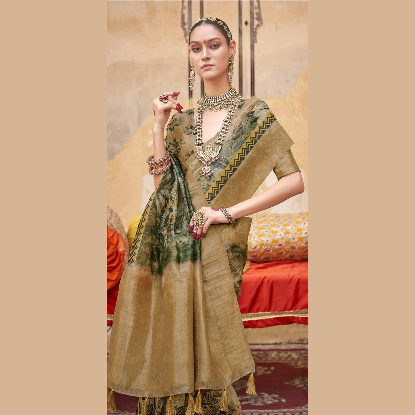 Fancy Silk Saree with Unstitched Blouse