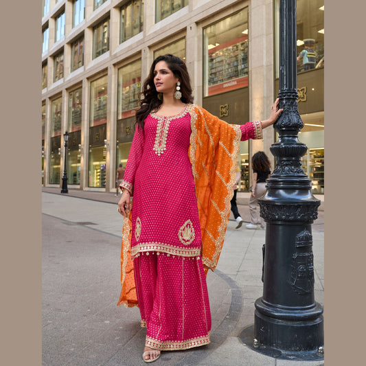 Devi Zardosi Rani Pink Festive Sharara Set