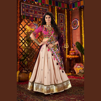 Ivory Royale Mirror-Work Navratri Lehenga Set