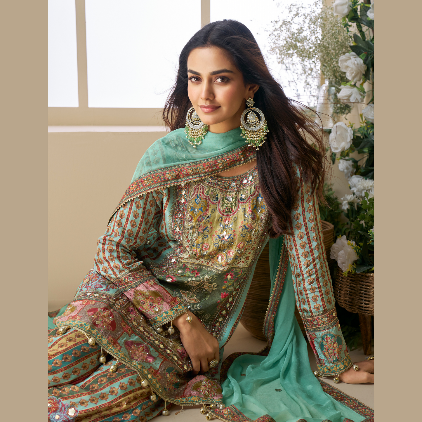 Noorjehan Sharara Silk Suit Sets