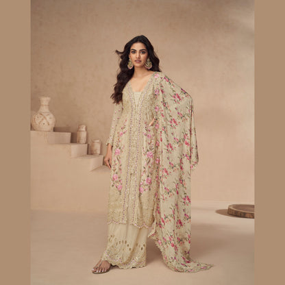 Noor-e-Gulab Kurta with Wide-Leg Palazzo and Dupatta