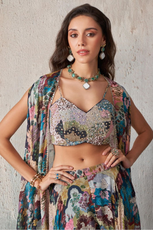 Midnight Bloom Floral Lehenga Set