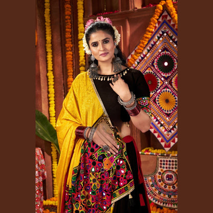 Marigold Noir Yellow & Black Navratri Lehenga Set