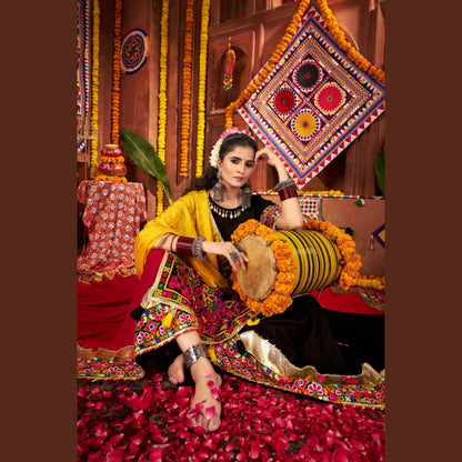 Marigold Noir Yellow & Black Navratri Lehenga Set