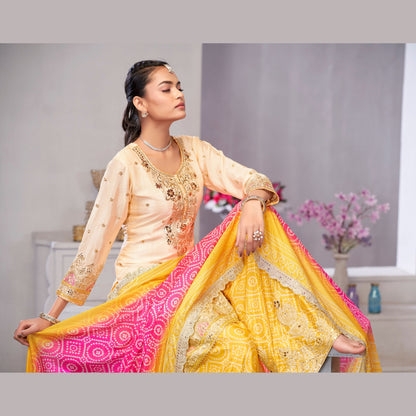 Sunrise Royale Yellow & Ivory Chinon Palazzo Suit