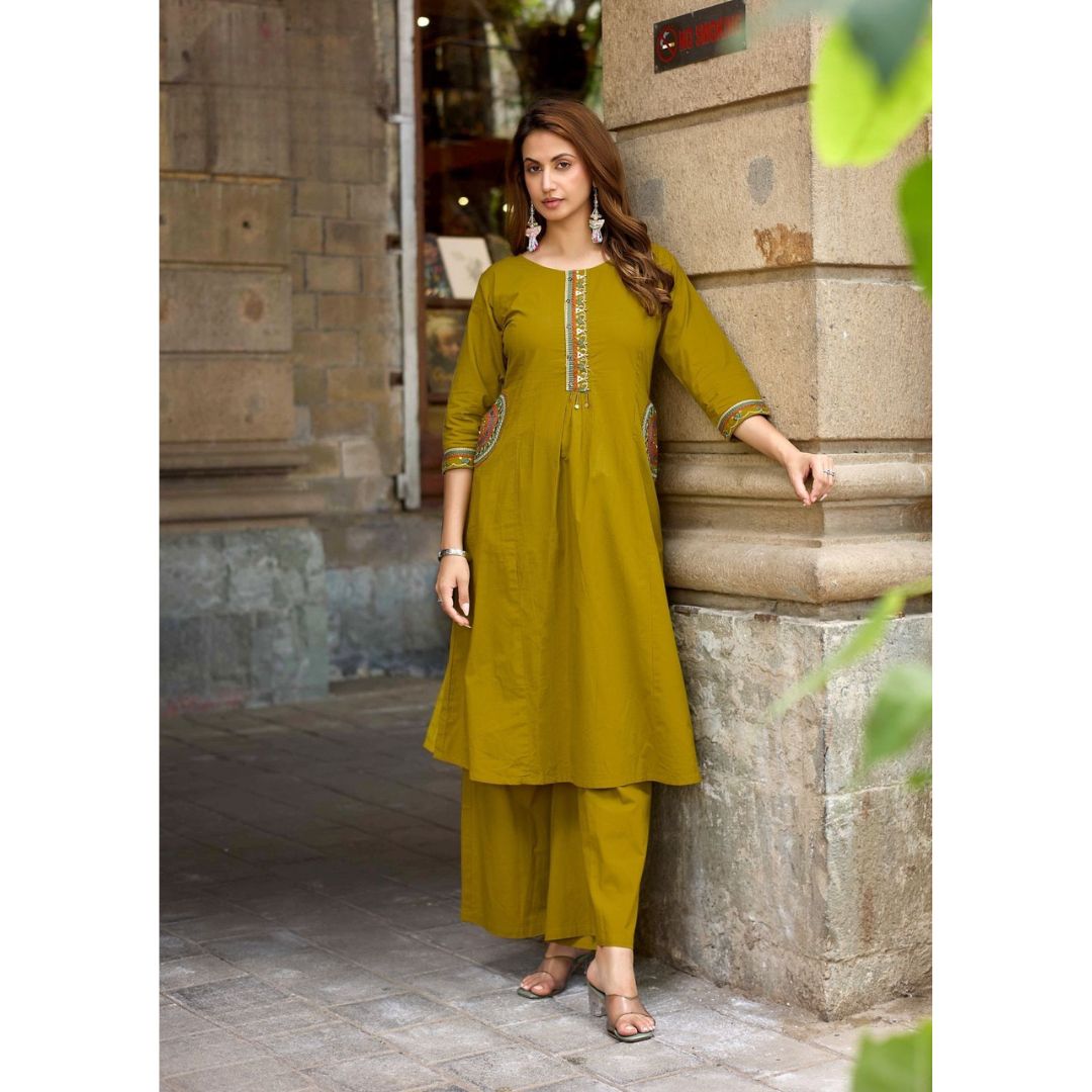 Desi Rang Dhabu Cotton Handwork Suit Set