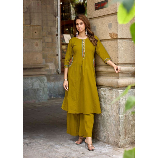 Desi Rang Dhabu Cotton Handwork Suit Set