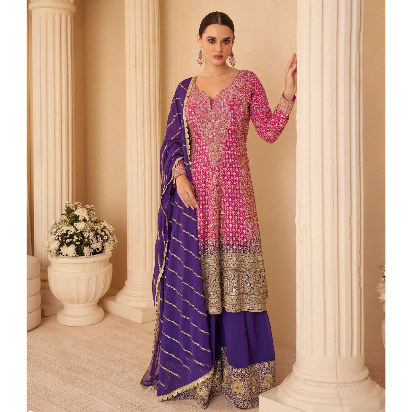 Ruhani Gul Zari Embroidered Sharara Suit