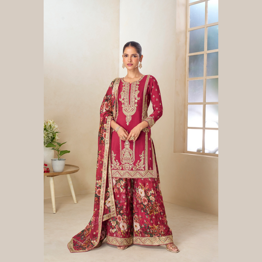 Aafreen Kurta with Floral Palazzo & Dupatta