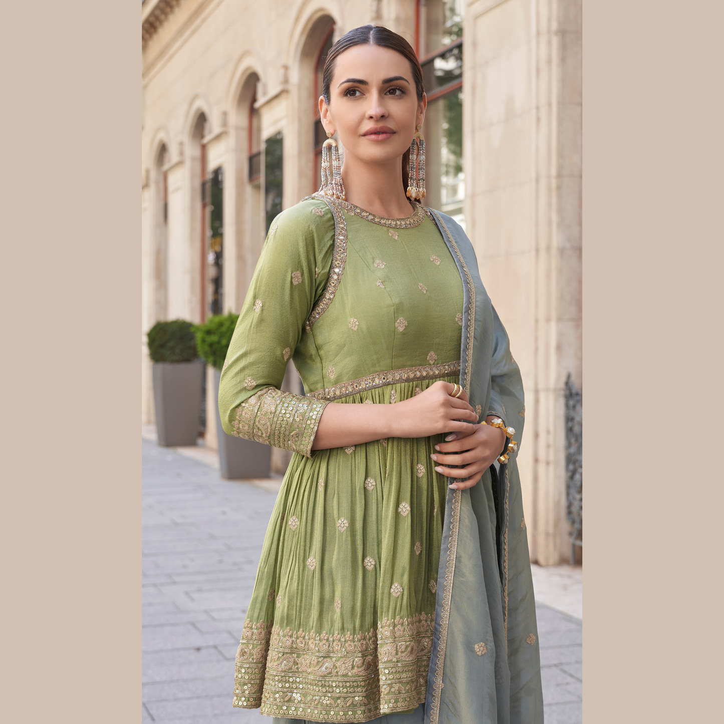 Timeless Elegance - Embroidered Sharara Kurti Set