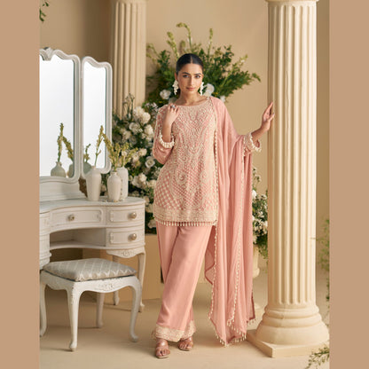 Zohira Blush Peach Kurta with Straight Pant Set