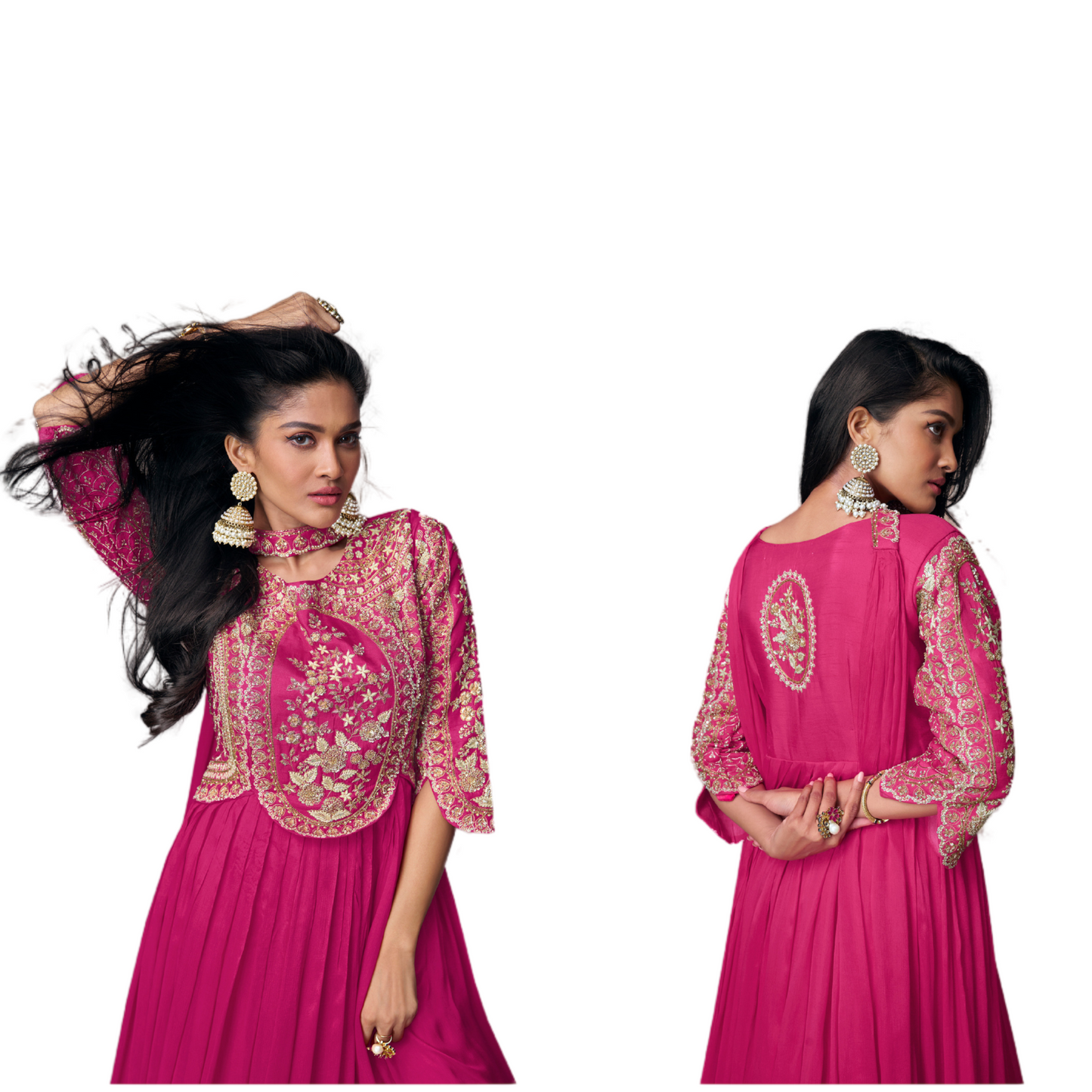 Majestic Charm Silk Ensemble floor-length Anarkali gowns