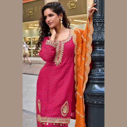 Devi Zardosi Rani Pink Festive Sharara Set