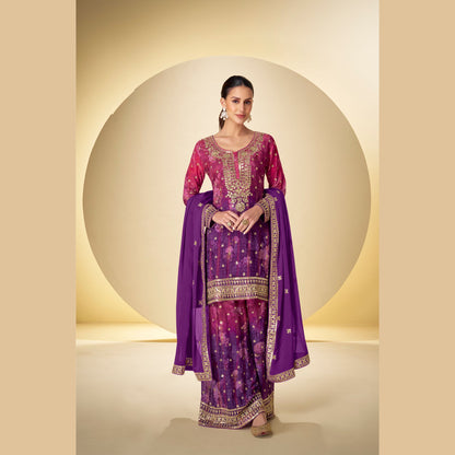 Kanika Violet Sunset Embroidered Sharara Set with Dupatta