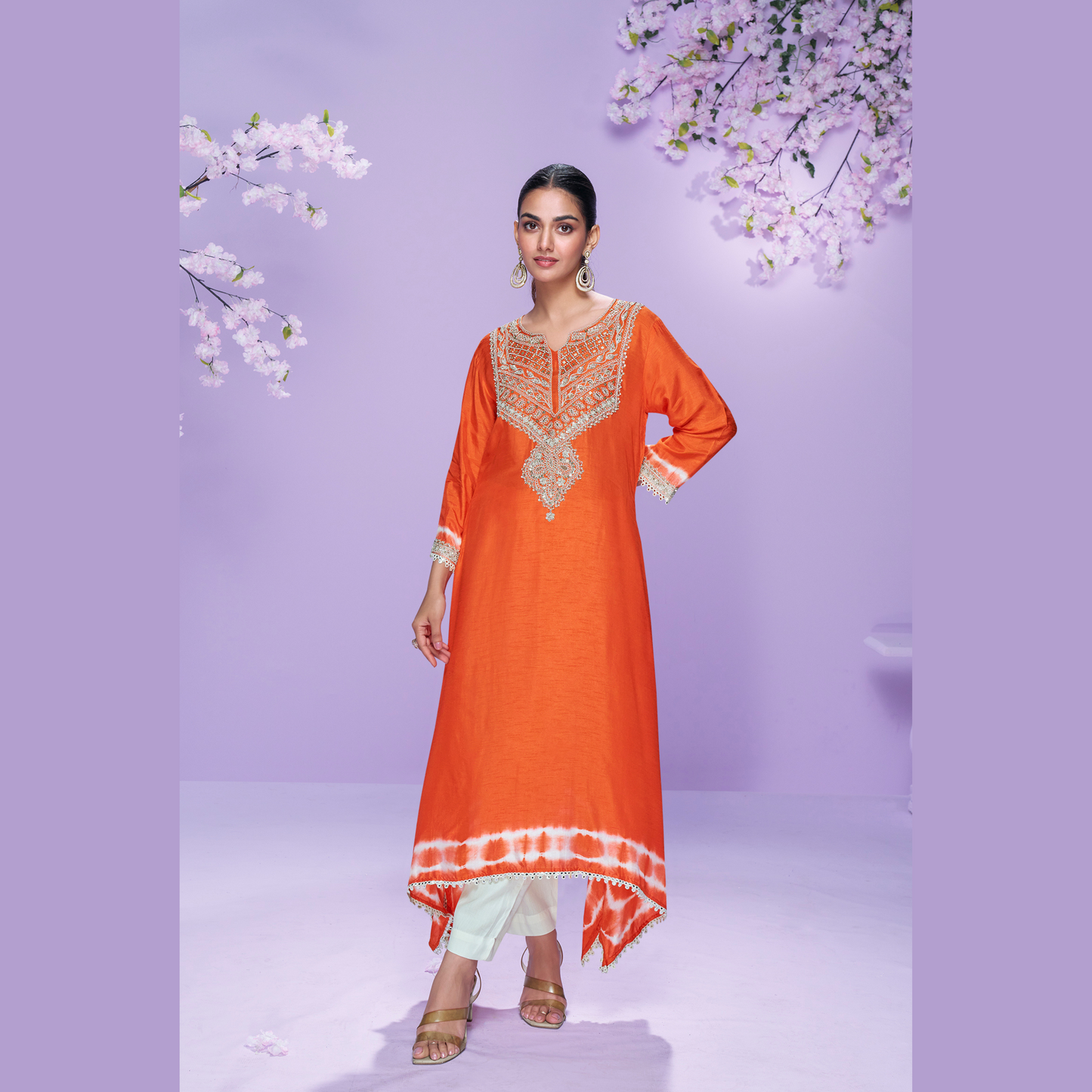 Zoya-E-Rust Kurta with White Pant