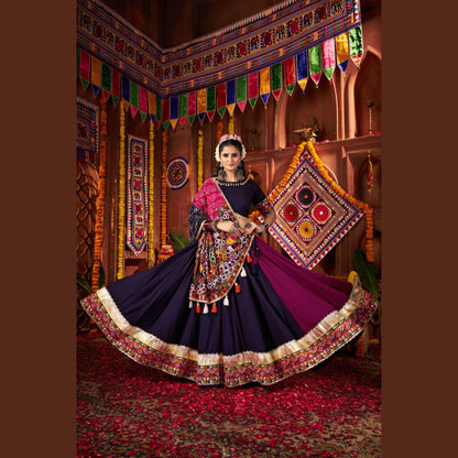 Midnight Bloom Magenta & Navy Navratri Lehenga Set
