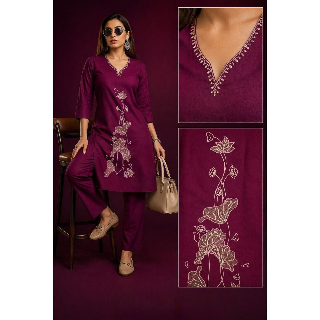 Saanvi Cotton Embroidered Set