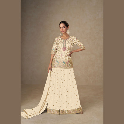 Aafreen Ivory Grace Kurta & Flared Skirt Ensemble
