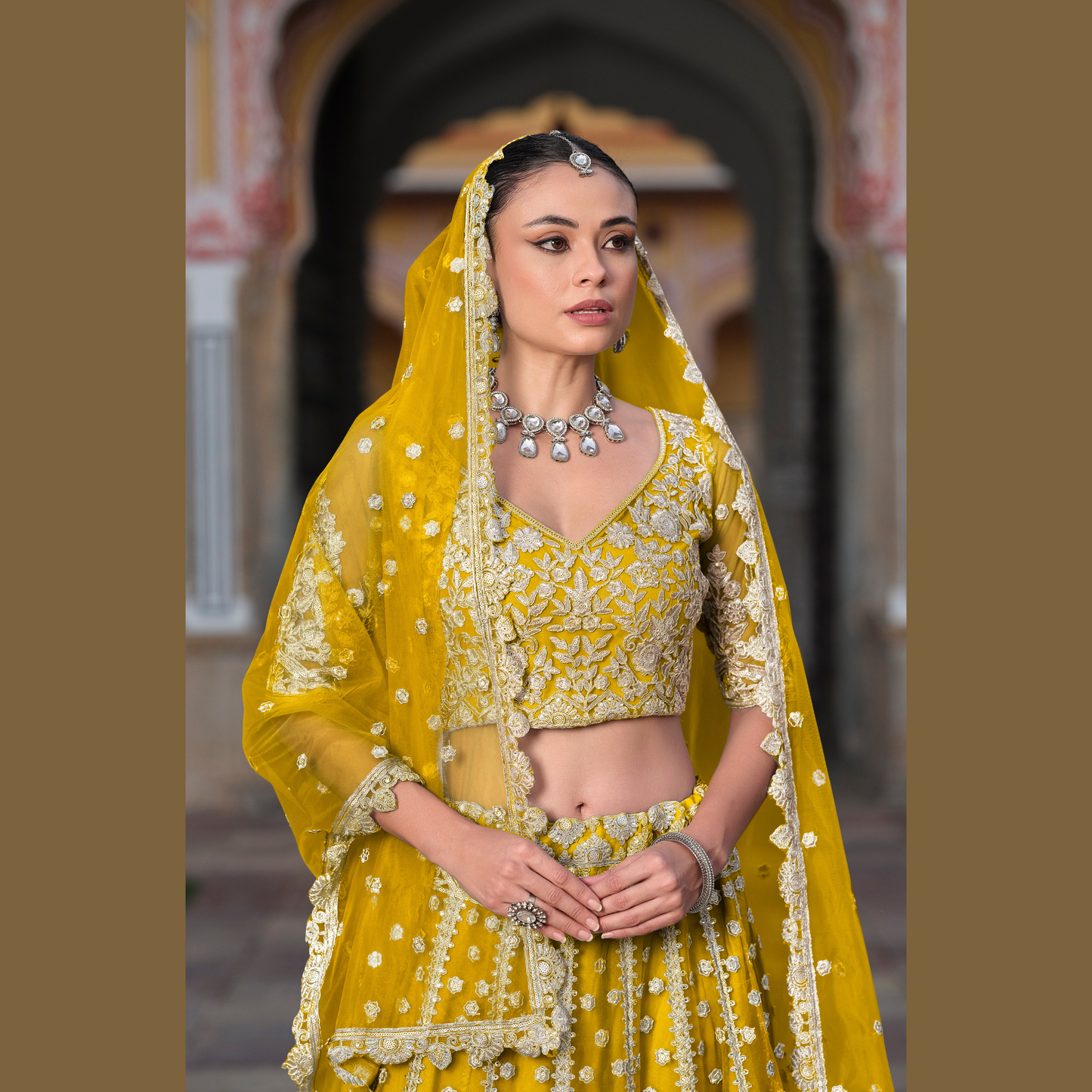 Designer Lahenga Choli Golden Mustard