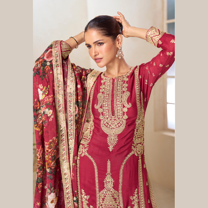 Aafreen Kurta with Floral Palazzo & Dupatta