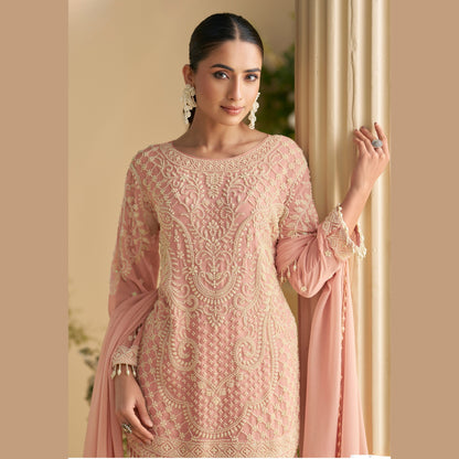 Zohira Blush Peach Kurta with Straight Pant Set