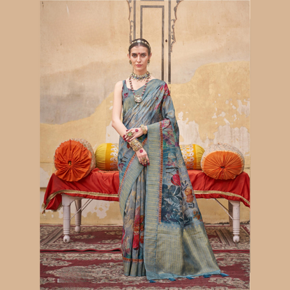 Fancy Silk Saree with Unstitched Blouse
