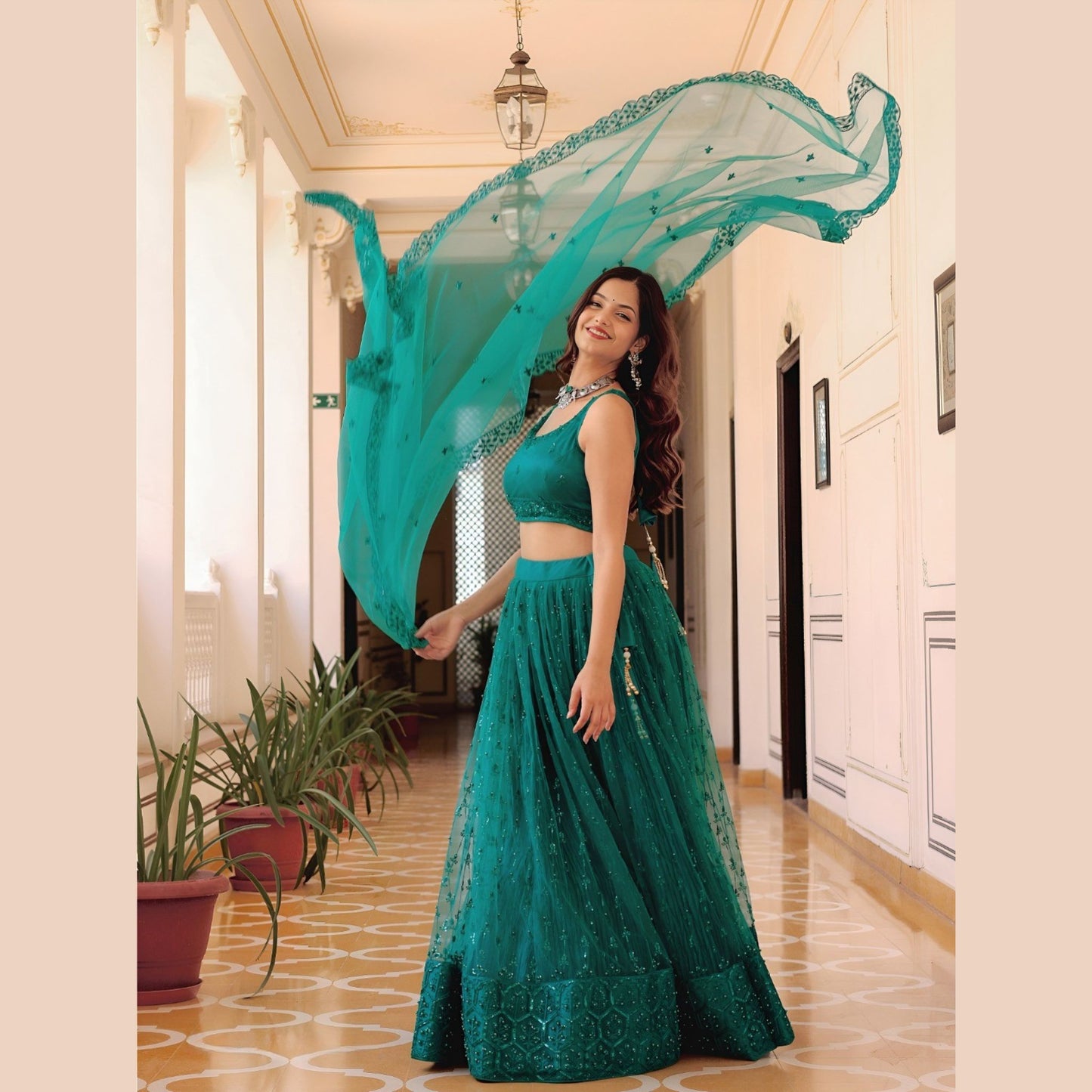 Emerald Dream Sequin Lehenga