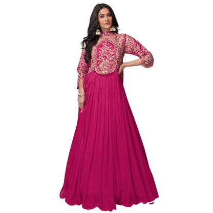 Majestic Charm Silk Ensemble floor-length Anarkali gowns