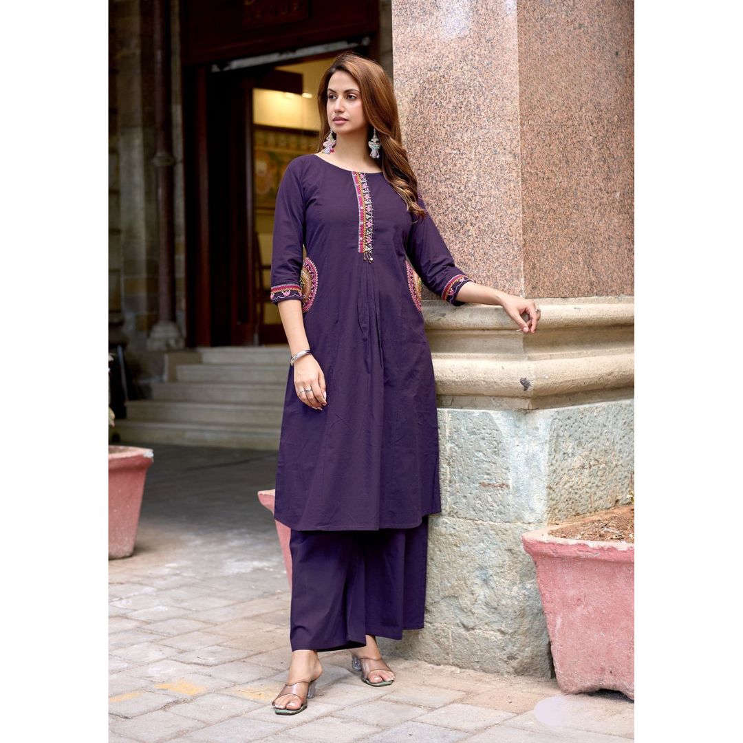 Desi Rang Dhabu Cotton Handwork Suit Set