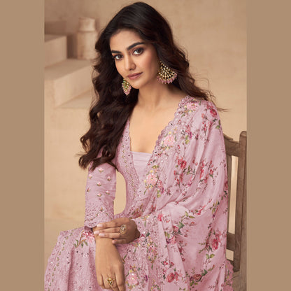 Gulaabi Raag Kurta with Wide-Leg Palazzo and Dupatta