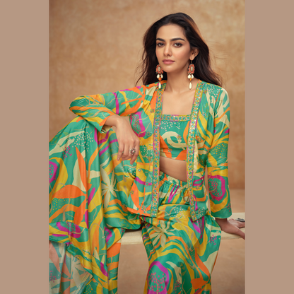 Rang-E-Vasanti Printed Co-ord Set with Cape Jacket