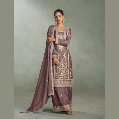 Faariyah Embroidered Straight-Cut Kurta with Palazzo and Dupatta