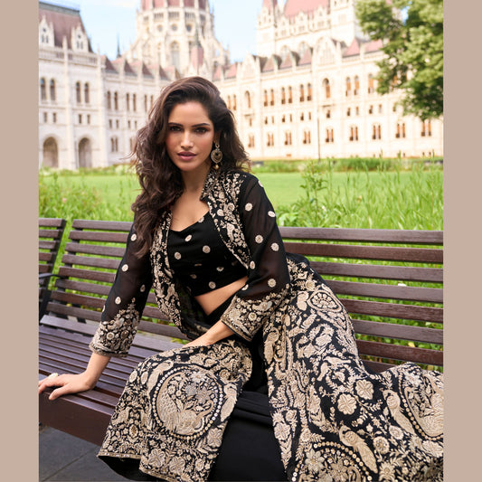 Noir Majesty Palazzo Jacket Ensemble