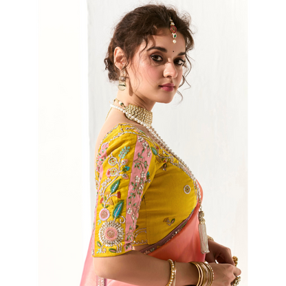 light purple Runway Organza Tissue Saree with Heavy Embroidered Border