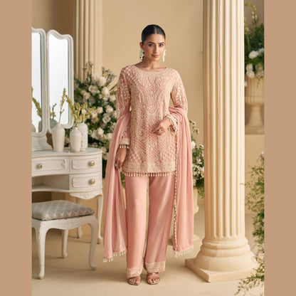 Zohira Blush Peach Kurta with Straight Pant Set