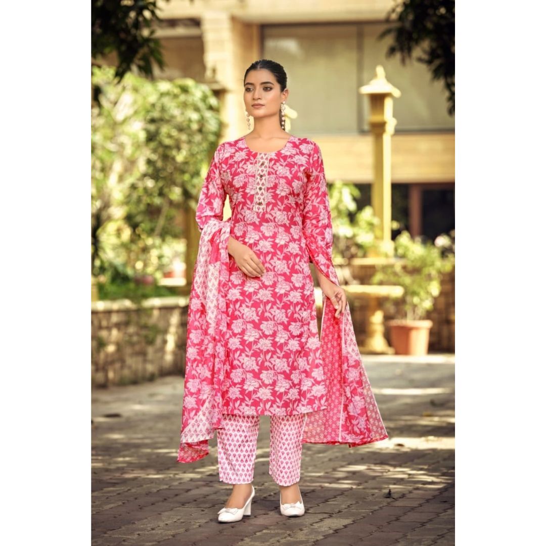 Satrangi Cotton Print Pant Suit Set