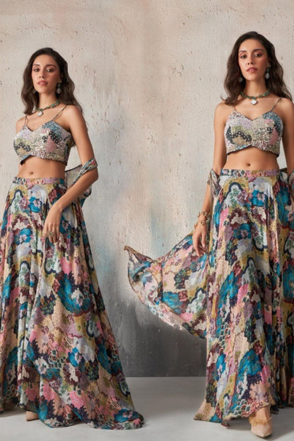 Midnight Bloom Floral Lehenga Set