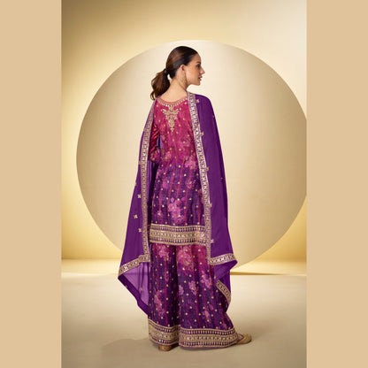 Kanika Violet Sunset Embroidered Sharara Set with Dupatta