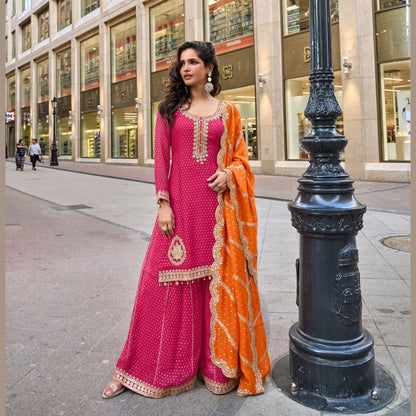 Devi Zardosi Rani Pink Festive Sharara Set