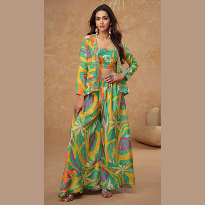 Rang-E-Vasanti Printed Co-ord Set with Cape Jacket