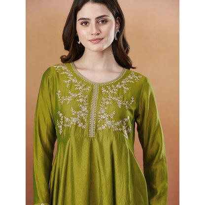 Noor Olive Elegant Embroidered Suit