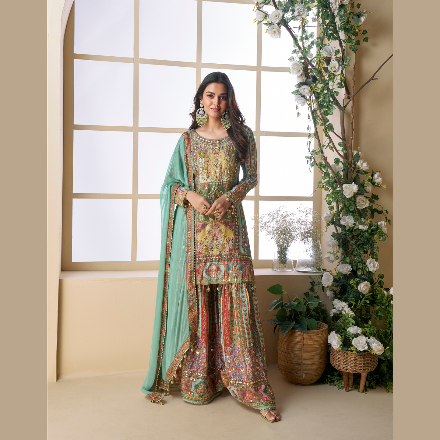 Noorjehan Sharara Silk Suit Sets