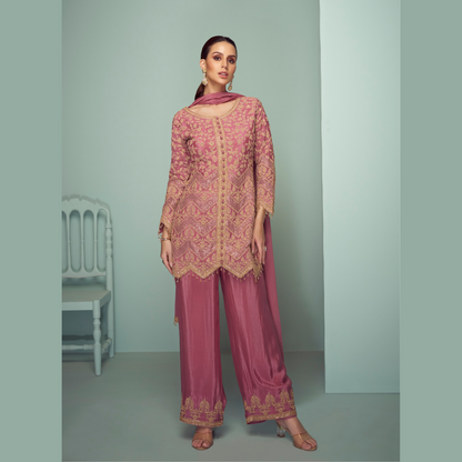 Luxe Embroidered Chinon Suit Set