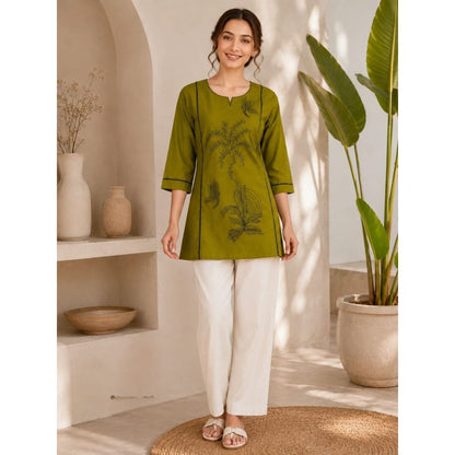 Aangan Dabu Cotton Kurti with Pants
