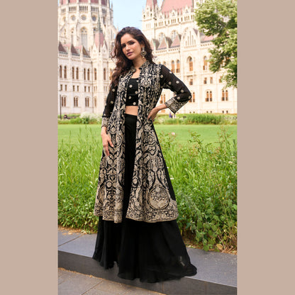 Noir Majesty Palazzo Jacket Ensemble